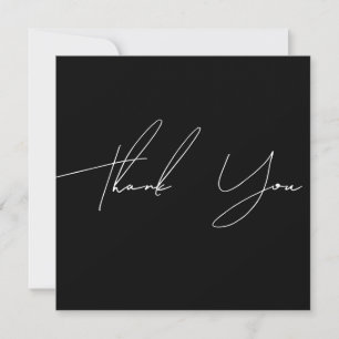 Modern Elegant Black Photo Wedding Thank You Card