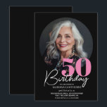 Modern Elegant Black Pink 50th Birthday Party  Invitation<br><div class="desc">Modern dark black background and purple invitation Template is perfect for stylish party in woman birthday party. Elegant-minimalistic themed invite is full of fun and simple design elements,  elegant calligraphy and modern fonts. Birthdays are special days,  and this invite can help it make a memorable for friends.</div>