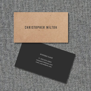 Modern Elegant Black PRINTED Kraft Paper Business Card