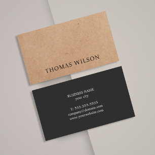 Modern Elegant Black PRINTED Kraft Paper Business Card