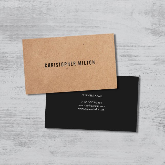 Modern Elegant Black PRINTED Kraft Paper Business Card (Creator Uploaded)