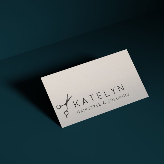 Modern Elegant Black Scissors Hair Stylist Business Card (Creator Uploaded)