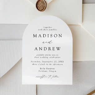 Modern Elegant Black Script Arch Wedding Invitation