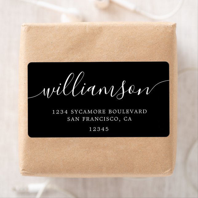 Modern Elegant Black Script Family Return Address (Insitu)