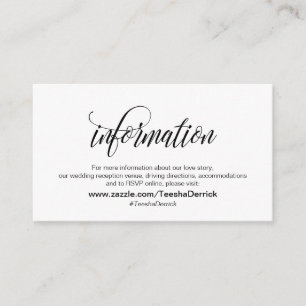 Modern Elegant, Black Script, Our Wedding Details Enclosure Card