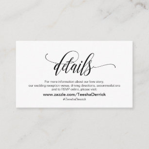 Modern Elegant, Black Script, Our Wedding Details Enclosure Card