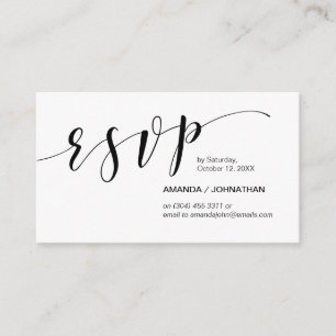 Modern Elegant, Black Script, Party RSVP Enclosure Card