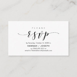 Modern Elegant, Black Script, RSVP respond Enclosure Card