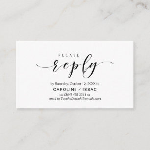 Modern Elegant, Black Script, RSVP respond Enclosure Card