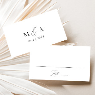 Modern Elegant Black Script Wedding Place Card