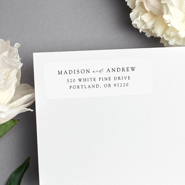 Modern Elegant Black Script Wedding Return Address Label (Creator Uploaded)
