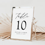 Modern Elegant Black Script Wedding Table Number<br><div class="desc">Trendy, minimalist wedding table number cards featuring black modern lettering with "Table" in modern calligraphy script. The design features a white background or a colour of your choice. The design repeats on the back. To order the table cards: add your name, wedding date, and table number. Add each number to...</div>