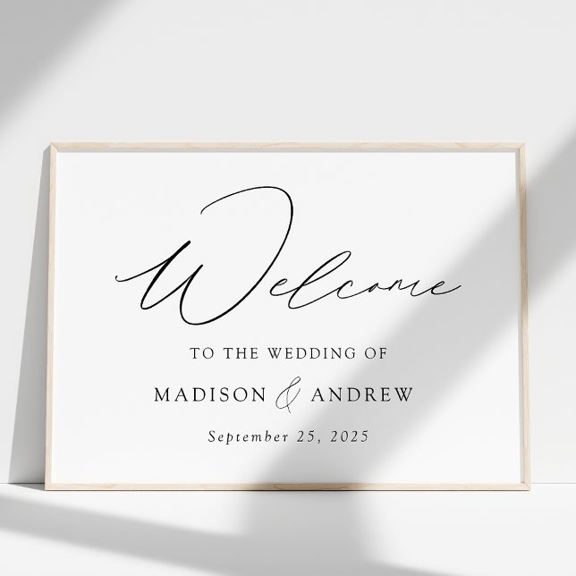 Modern Elegant Black Script Wedding Welcome Poster (Creator Uploaded)