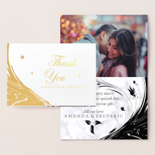 Modern Elegant Black Silhouette on White Marble Foil Card