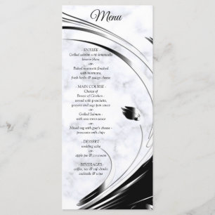 Modern Elegant Black Silhouette on White Marble Menu