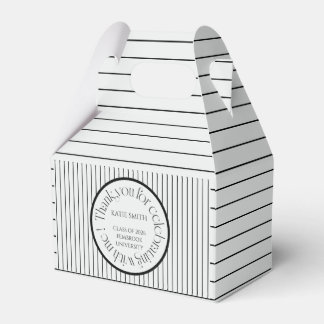 Modern elegant black stripe & bold typography grad favour box