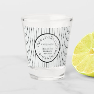 Modern elegant black stripe & bold typography grad shot glass