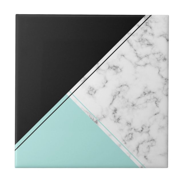 Modern elegant black turquoise marble ceramic tile (Front)