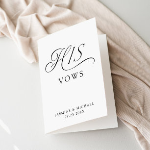 Modern Elegant Black Typography His Wedding Vows Card