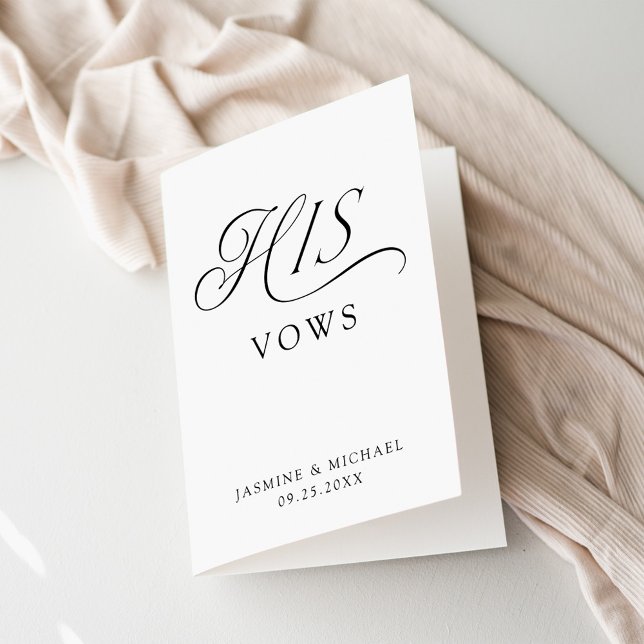 Modern Elegant Black Typography His Wedding Vows Card (Creator Uploaded)