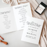 Modern Elegant Black Typography Wedding Program<br><div class="desc">Simple, elegant wedding program featuring a black modern typography style: a combination of calligraphy and serif lettering. Personalise the front of the black and white wedding program with your names, wedding date, and location. The inside of the folded wedding program displays the order of service and a list of your...</div>