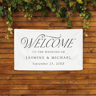 Modern Elegant Black Typography Wedding Welcome Banner