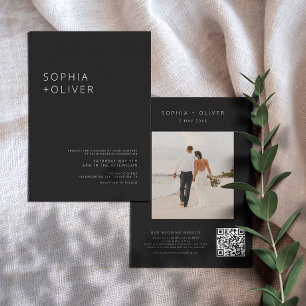 Modern Elegant Black Wedding All-in-One Invitation