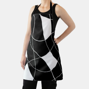 Modern elegant black &white abstract pattern apron
