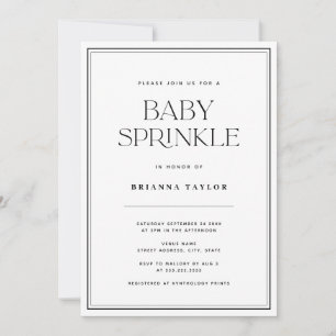 Modern Elegant Black & White Baby Sprinkle Invitation