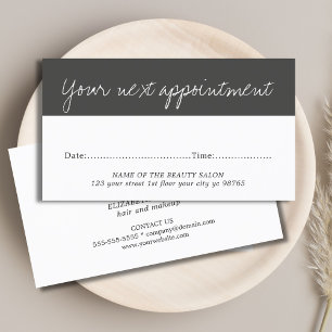Modern Elegant Black White Beauty Appointment Card