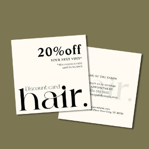 Modern Elegant Black White Beauty Discount Card