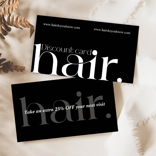 Modern Elegant Black White Beauty Discount Card (Creator Uploaded)