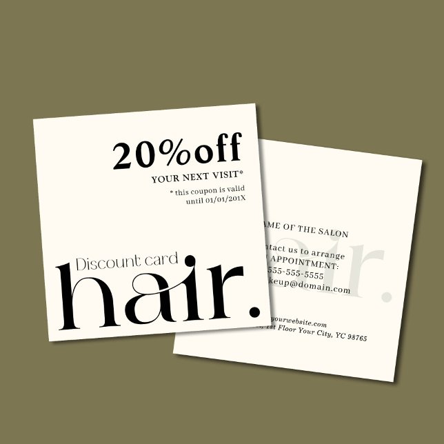 Modern Elegant Black White Beauty Discount Card (Creator Uploaded)