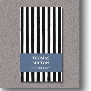 Modern Elegant Black White Blue Stripes Consultant Business Card