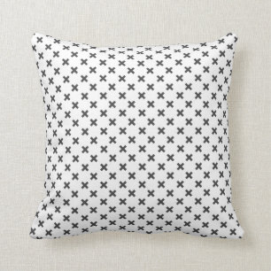 Modern elegant black & white criss cross cushion