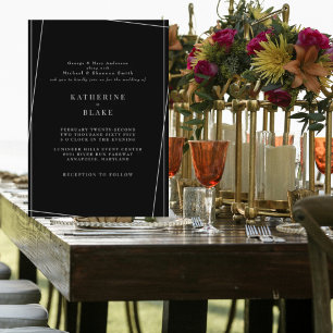 Modern & Elegant Black & White Geometric Wedding Invitation