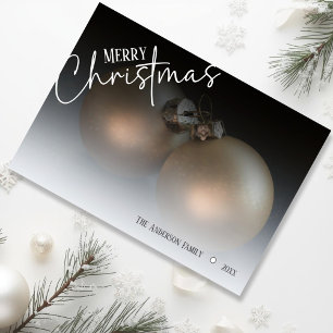 Modern Elegant Black White Gradient Custom Photo Holiday Card