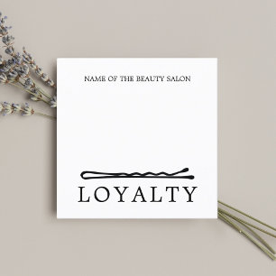Modern Elegant Black White Hair Pins Salon Loyalty Card