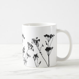 Modern Elegant Black White Meadow Flowers  Coffee Mug