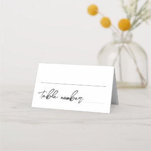 Modern Elegant Black White Minimalist Place Card