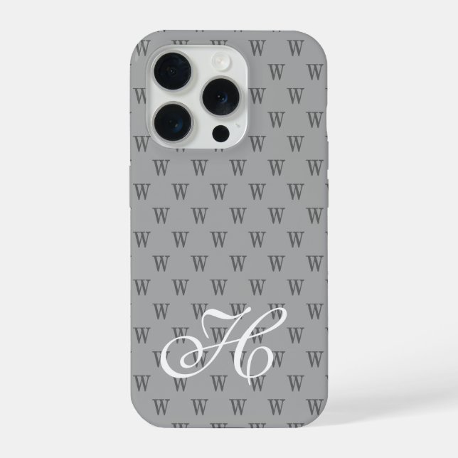 Modern Elegant Black White Monogram Pattern iPhone Case (Back)
