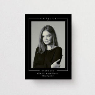 Modern Elegant Black & White Photo Graduation Invitation