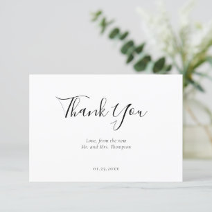 Modern Elegant Black & White Photo Thank you  Card