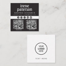 Modern Elegant Black White QR Code Social Media