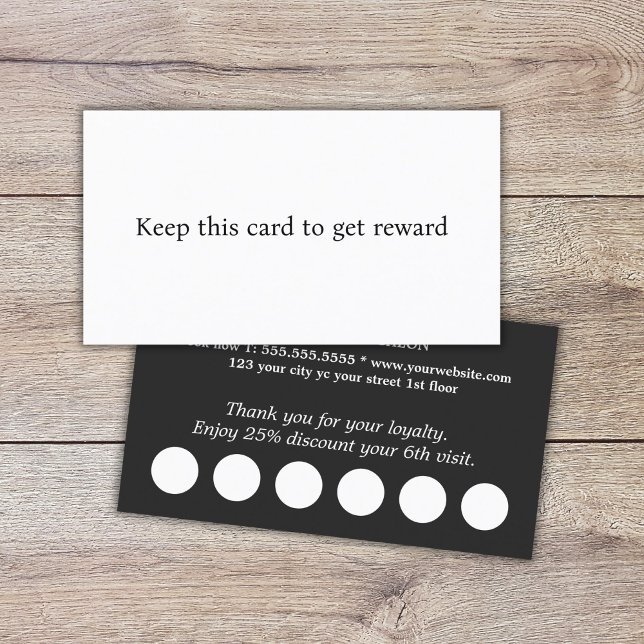 Modern Elegant Black White Salon  Loyalty Card (Creator Uploaded)