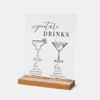 Modern Elegant Black & White Signature Drinks