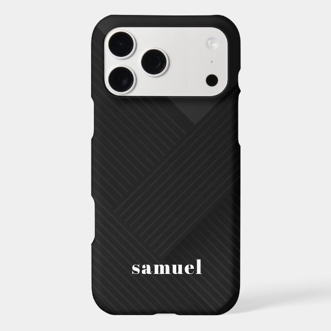 Modern Elegant Black & White Simple Monogrammed (Back)