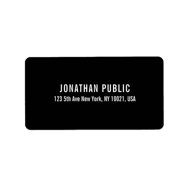 Modern Elegant Black White Simple Template Label (Front)