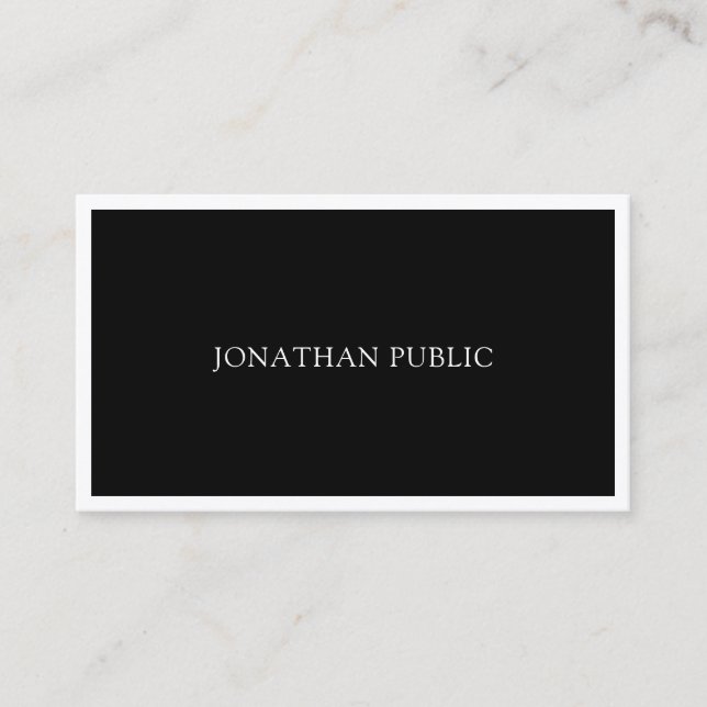 Modern Elegant Black White Sleek Fashionable Business Card (Front)