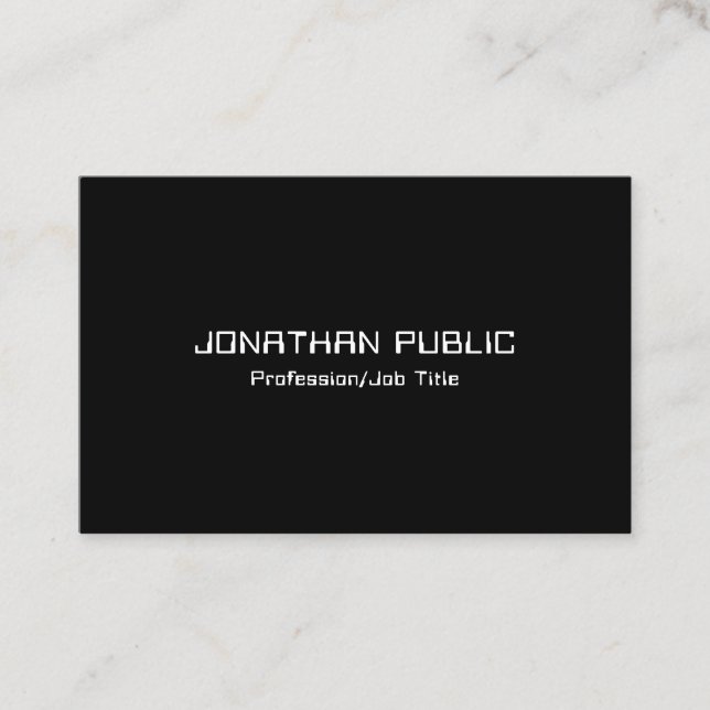 Modern Elegant Black White Sleek Template Chic Top Business Card (Front)